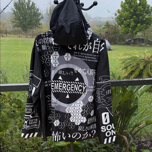 Yokai Sekai unisex emergency internal conflict Black Graphic hoodie jacket